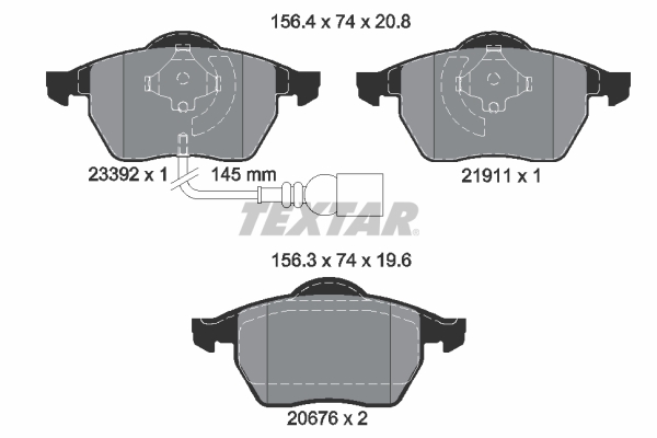 TEXTAR Bremseklodser 2339201 for VW (SVW) VW (FAW) SKODA AUDI SEAT