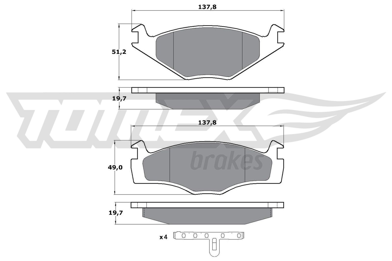 TOMEX BRAKES Bremseklodser tx1053 foraksel for VW AUDI VW (SVW) NISSAN VW (FAW)