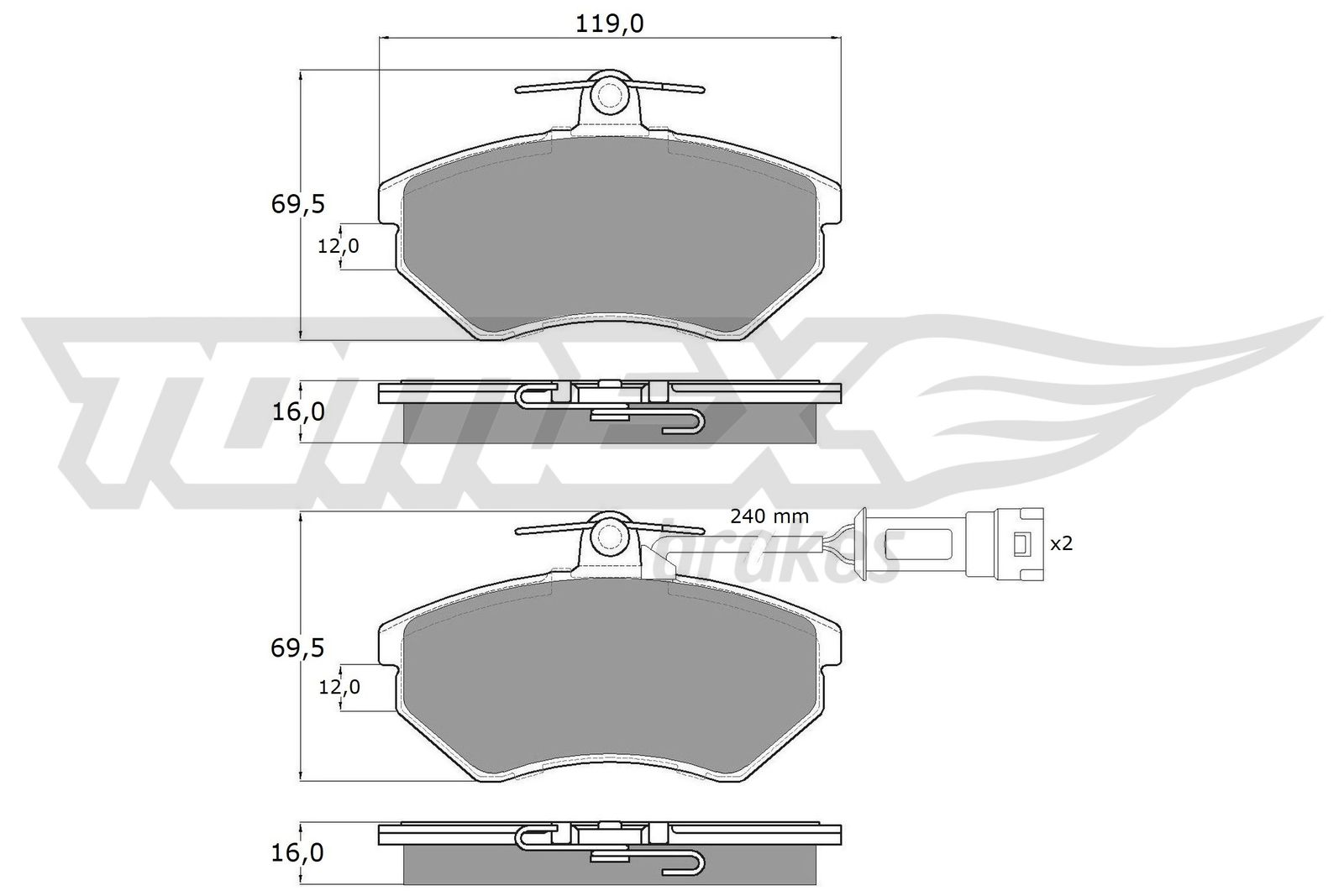 TOMEX BRAKES Bremseklodser tx10631 foraksel for AUDI