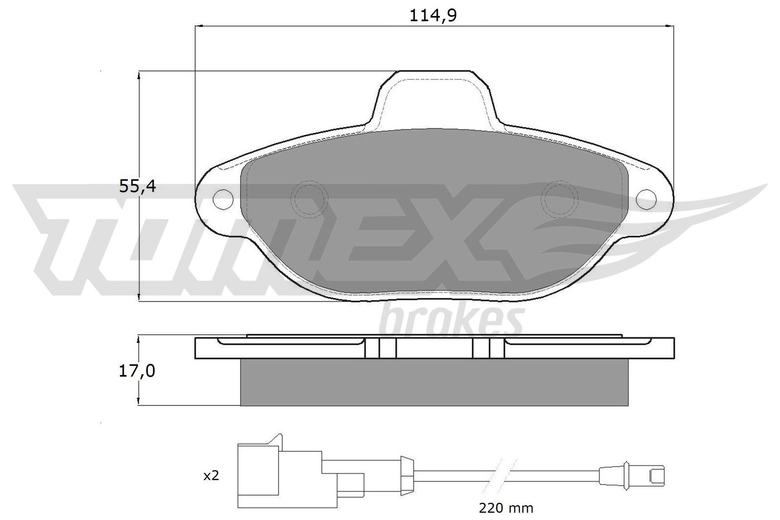 TOMEX BRAKES Bremseklodser tx1072 foraksel for FIAT LANCIA