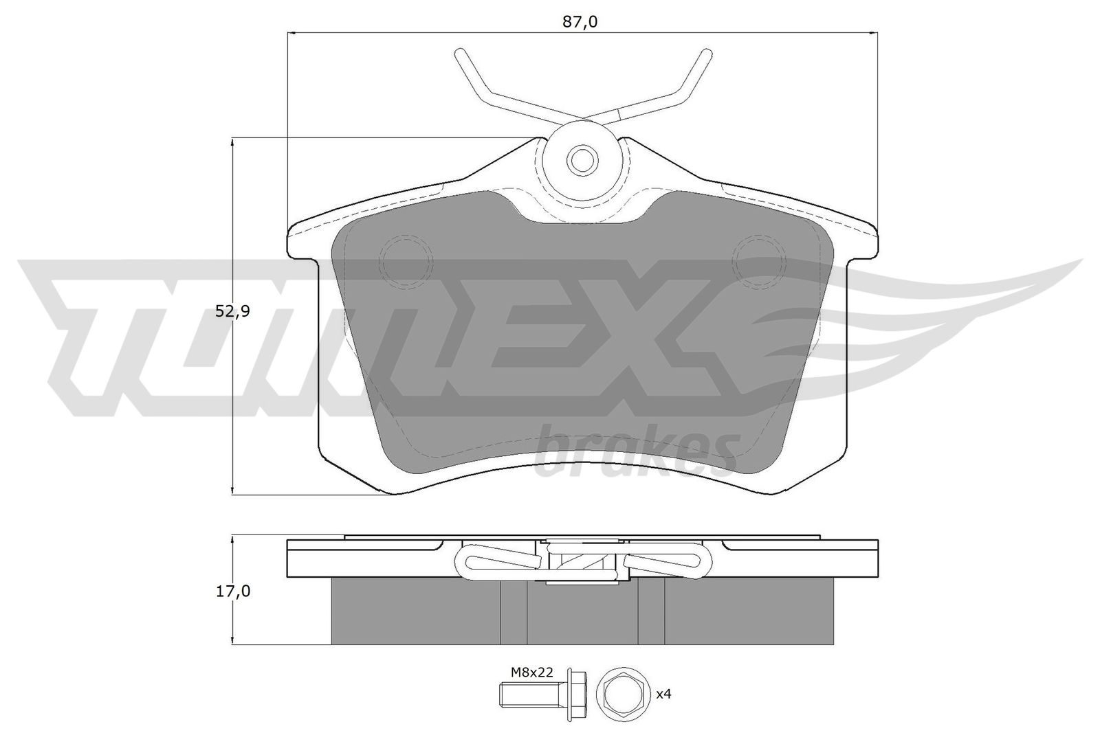 TOMEX BRAKES Bremseklodser tx10781 bagaksel for PEUGEOT FORD MG (SAIC) ROEWE (SAIC) LANCIA ZHONGHUA (BRILLIANCE) CITROËN DS VW SKODA AUDI FIAT SAMSUN