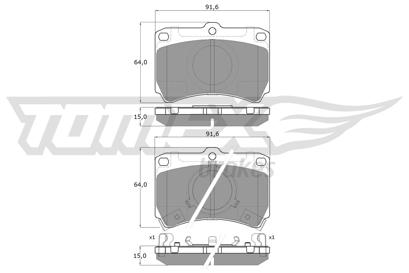 TOMEX BRAKES Bremseklodser tx1177 foraksel for FORD MAZDA MITSUBISHI NISSAN