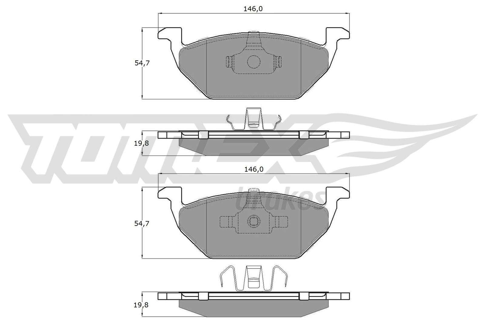 TOMEX BRAKES Bremseklodser tx1210 foraksel for VW (FAW) VW AUDI SKODA (SVW) SKODA SEAT VW (SVW) BRILLIANCE