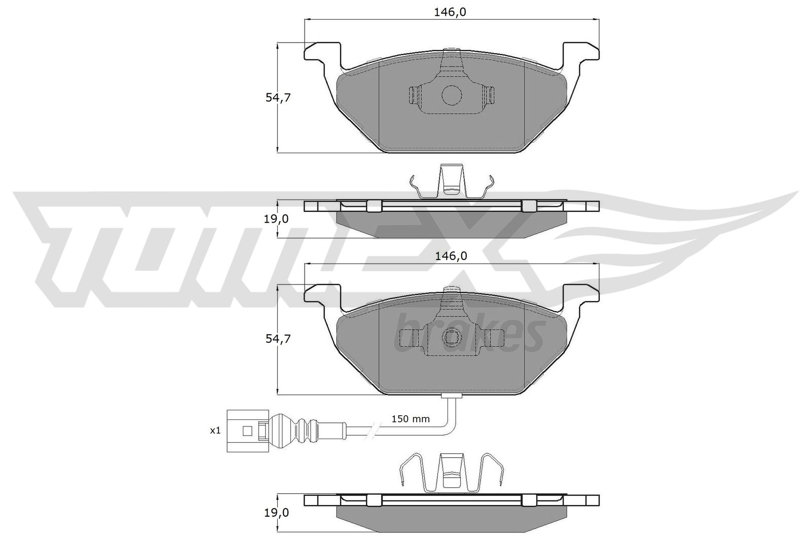 TOMEX BRAKES Bremseklodser tx1211 foraksel for VW SKODA VW (FAW) VW (SVW)