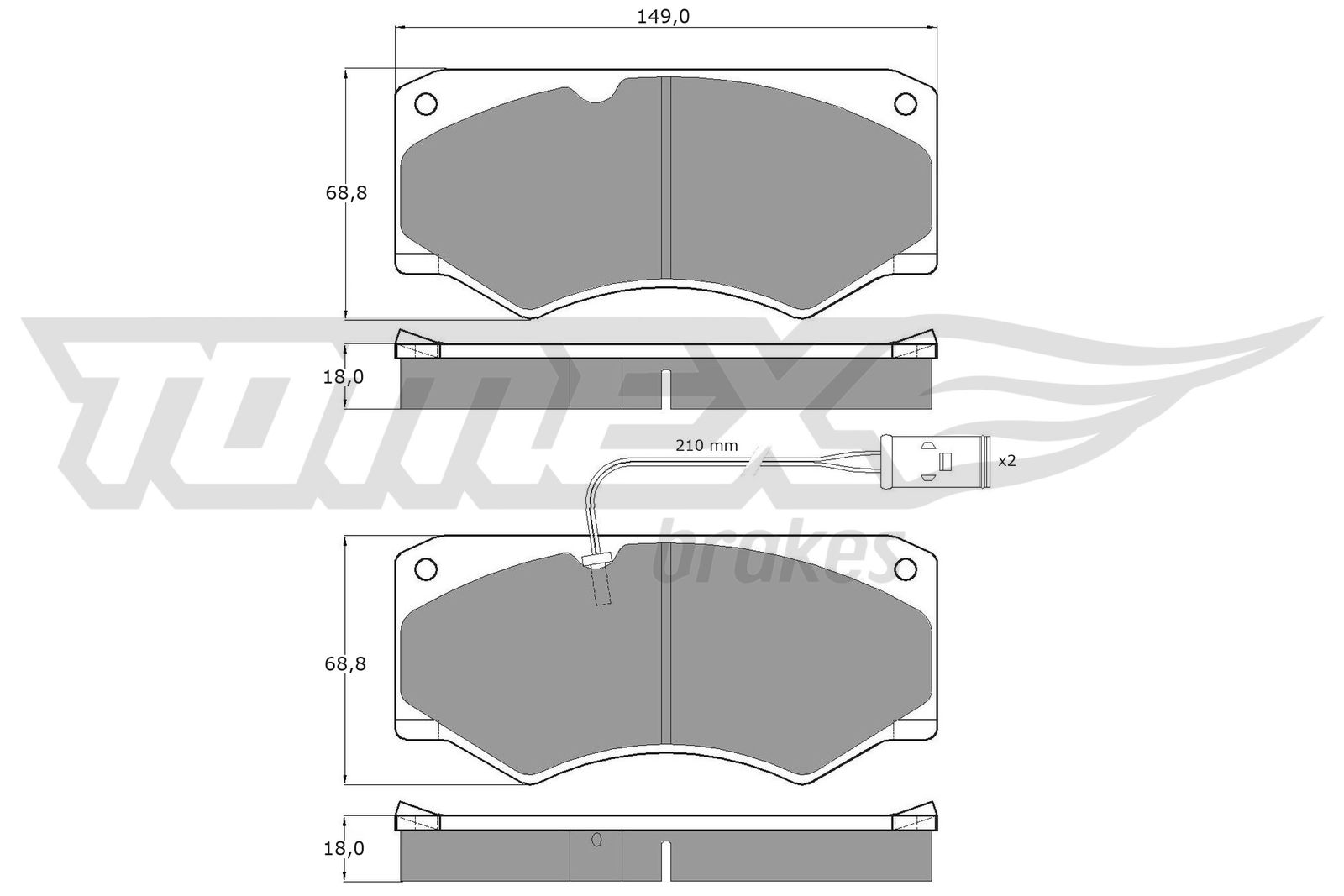 TOMEX BRAKES Bremseklodser tx1236 foraksel for IVECO