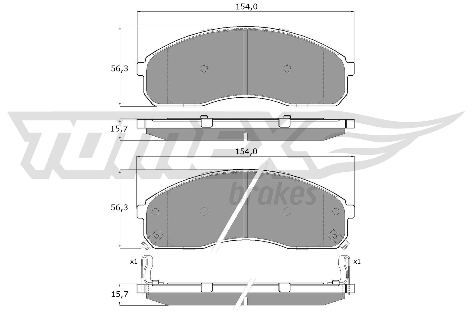 TOMEX BRAKES Bremseklodser tx1242 foraksel for KIA KIA (DYK)