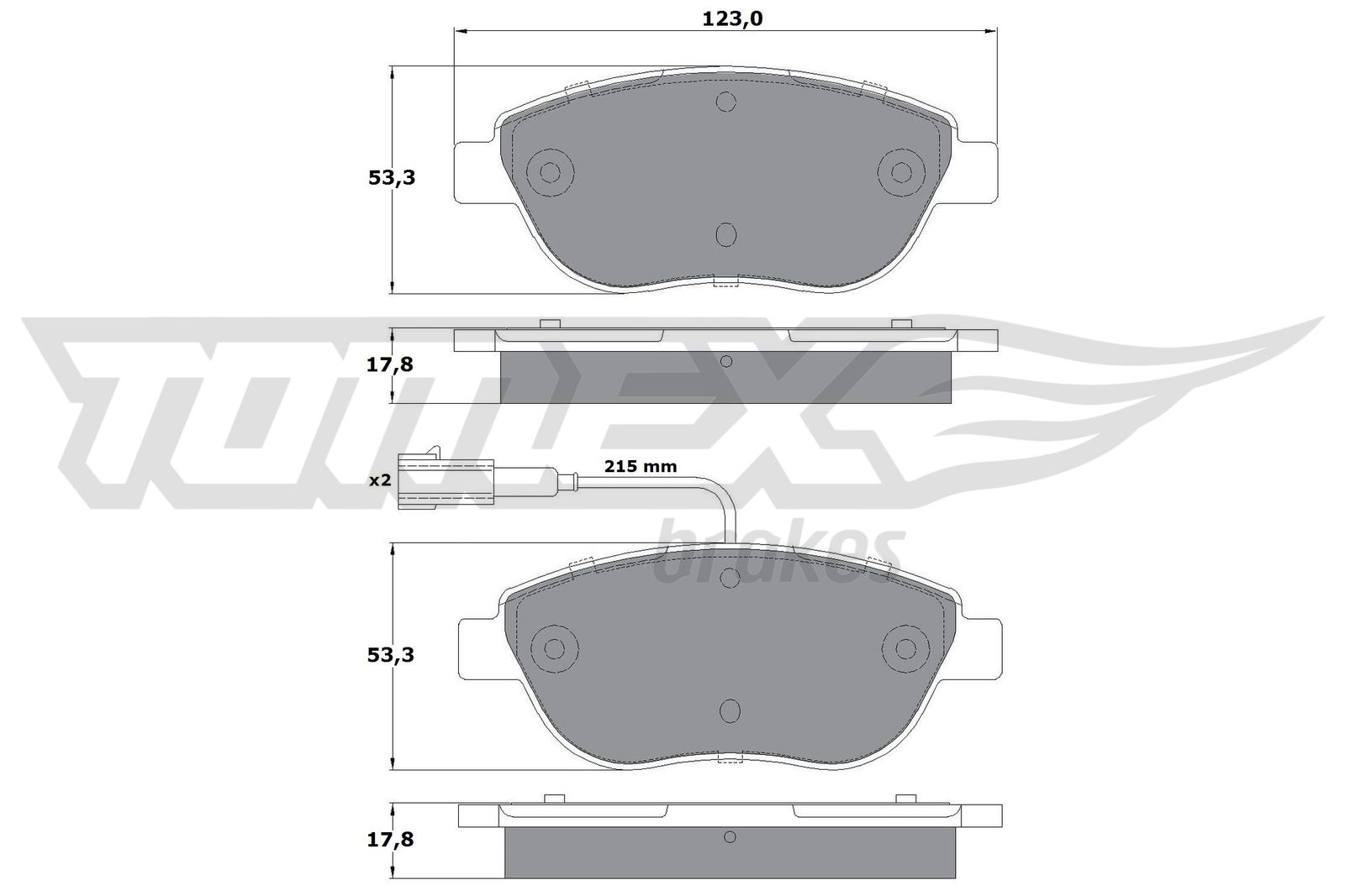TOMEX BRAKES Bremseklodser tx12482 foraksel for LANCIA FIAT