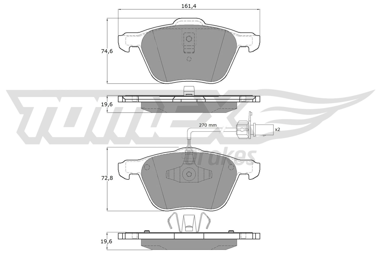 TOMEX BRAKES Bremseklodser tx1256 foraksel for FORD VW