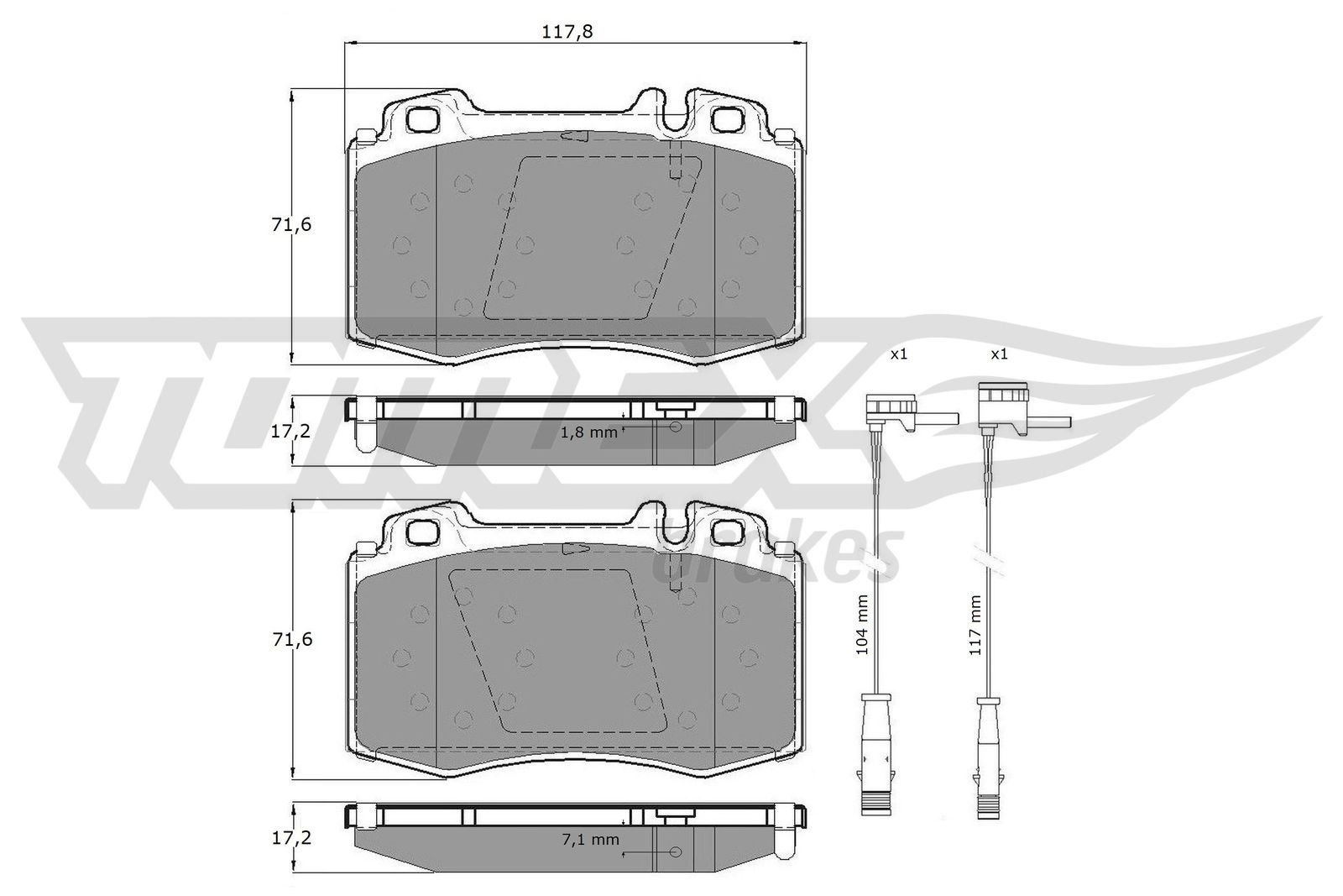 TOMEX BRAKES Bremseklodser tx12811 foraksel for MERCEDES-BENZ