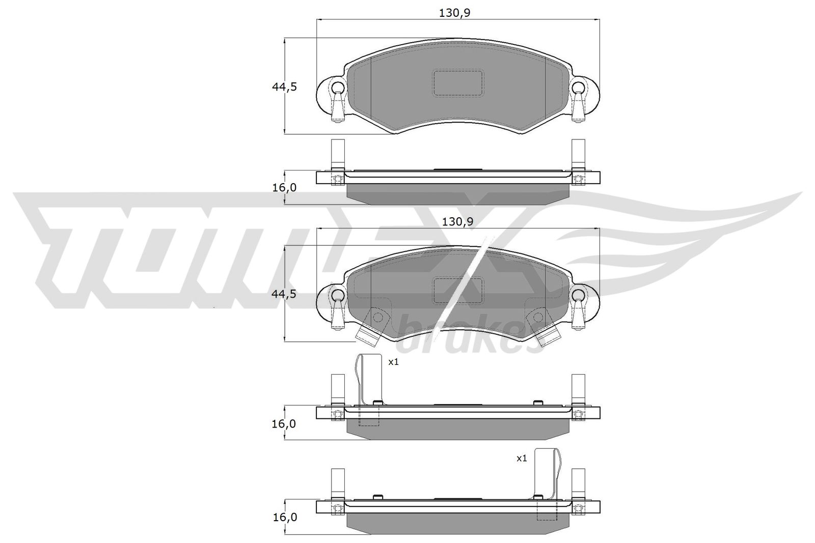 TOMEX BRAKES Bremseklodser tx1296 foraksel for OPEL GENERAL MOTORS SUZUKI