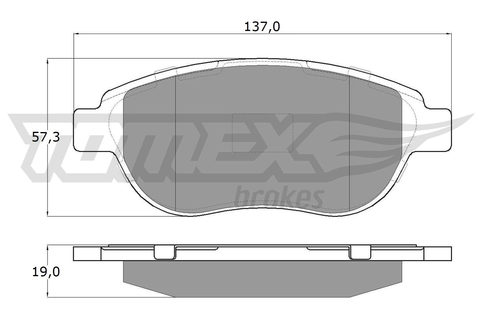 TOMEX BRAKES Bremseklodser tx1342 foraksel for PEUGEOT CITROËN PEUGEOT (DF-PSA) CITROËN (DF-PSA)