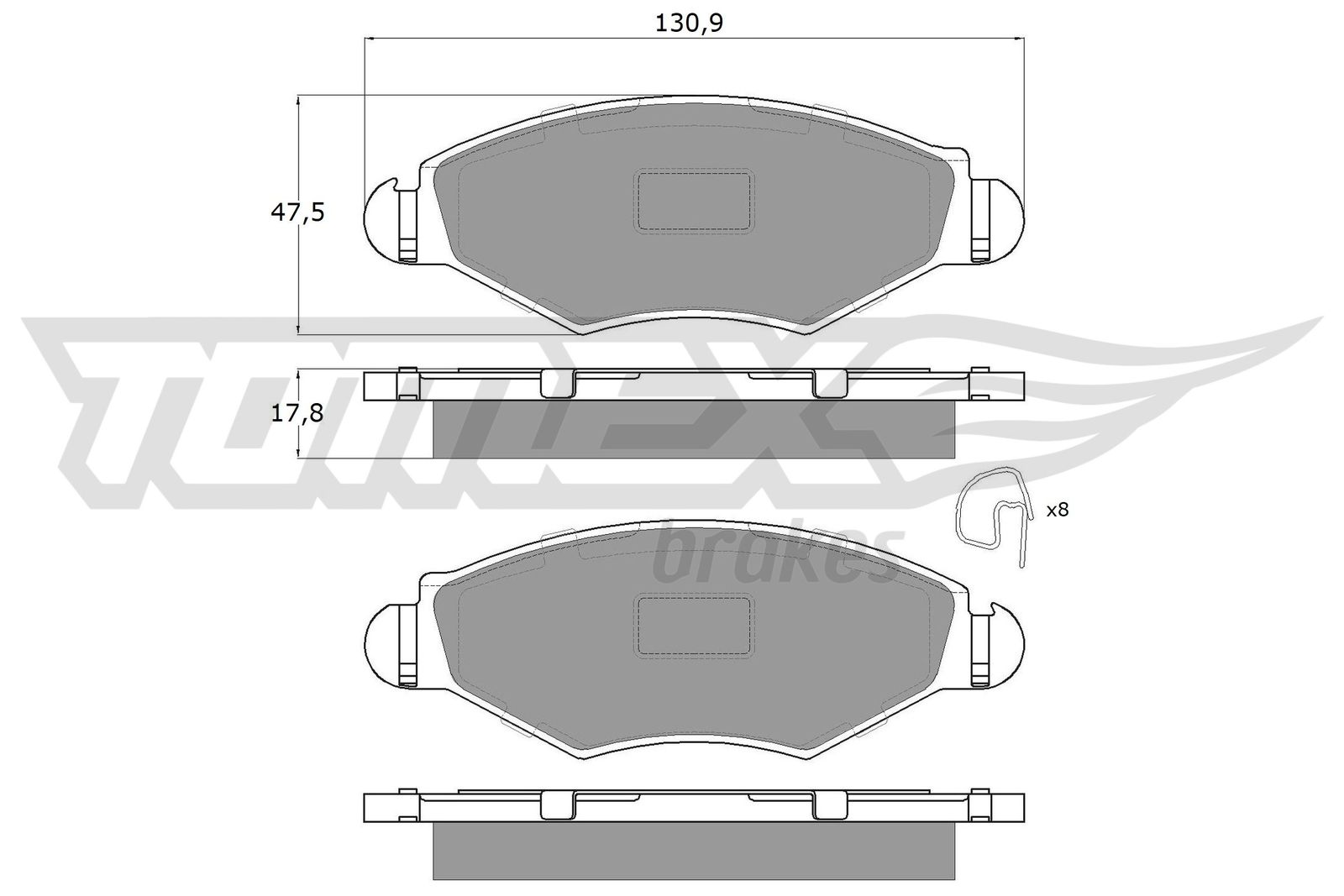 TOMEX BRAKES Bremseklodser tx1343 foraksel for PEUGEOT CITROËN NAZA