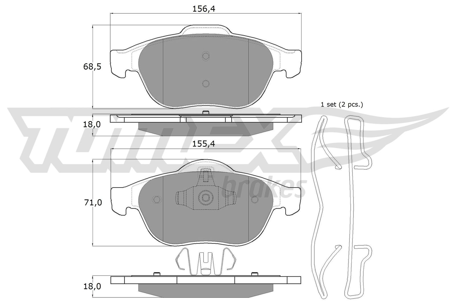 TOMEX BRAKES Bremseklodser tx1350 foraksel for RENAULT