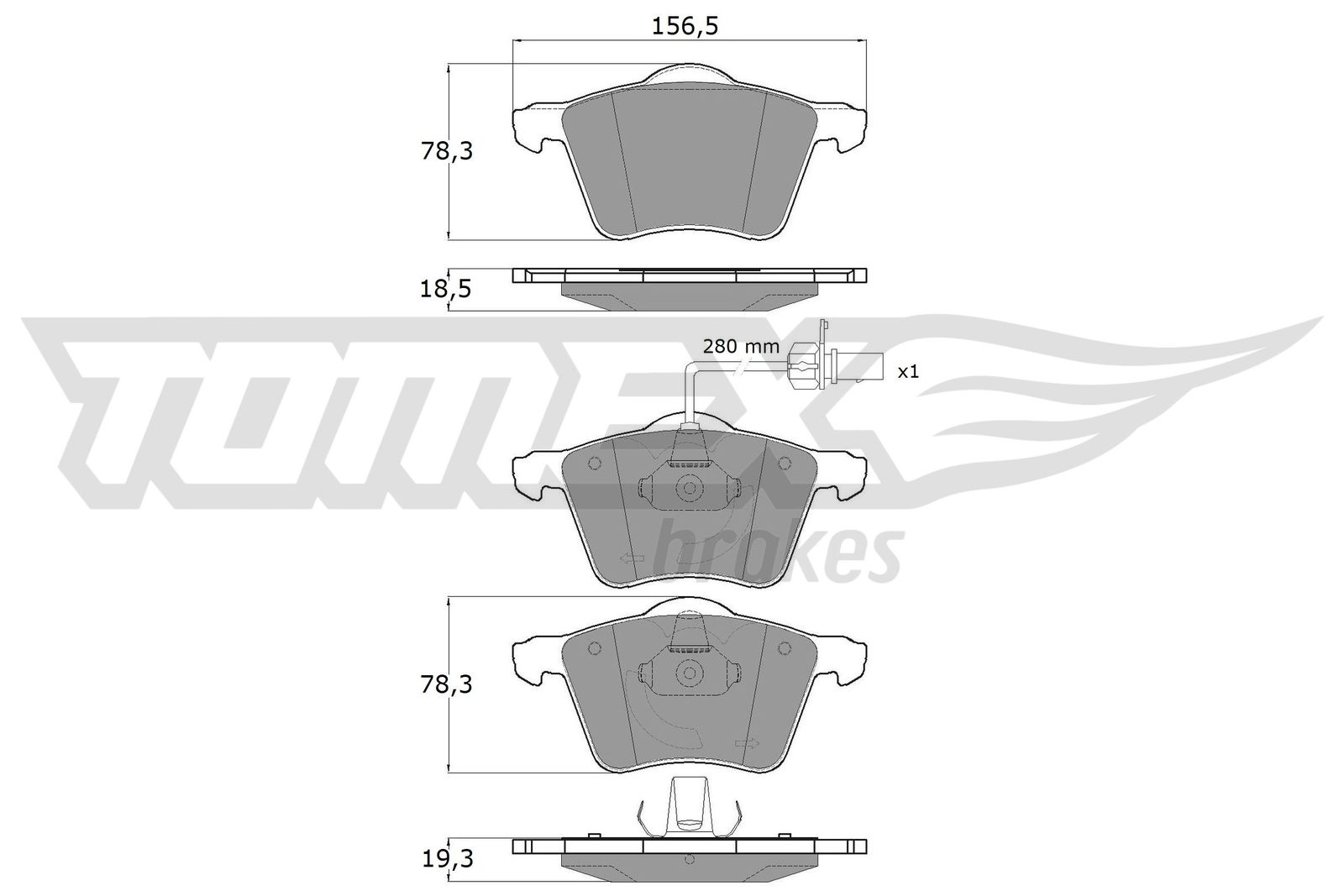 TOMEX BRAKES Bremseklodser tx1358 foraksel for FORD AUDI VW
