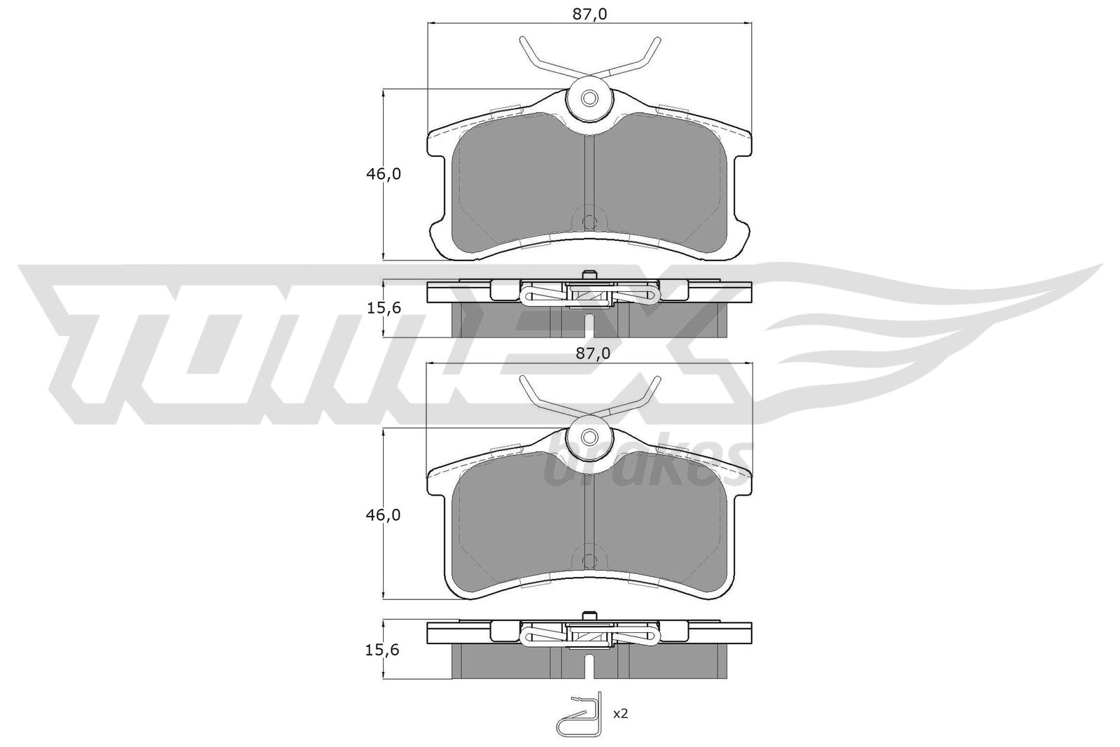 TOMEX BRAKES Bremseklodser tx1365 bagaksel for TOYOTA