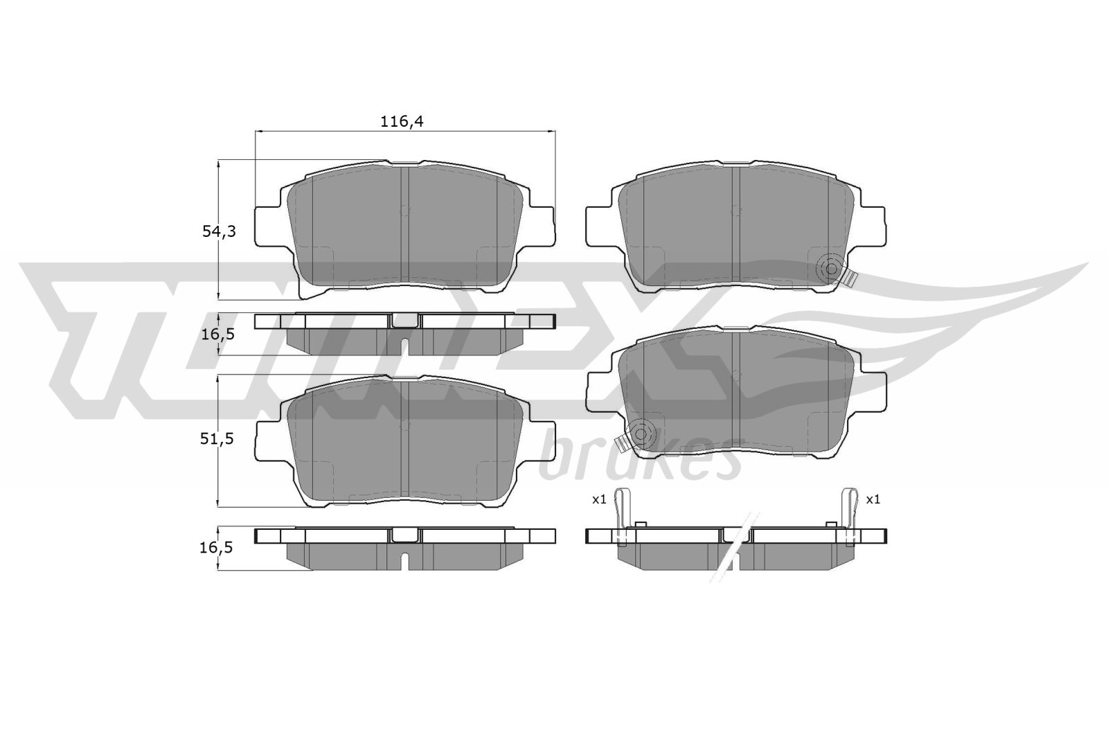 TOMEX BRAKES Bremseklodser tx1376 foraksel for ENGLON TOYOTA