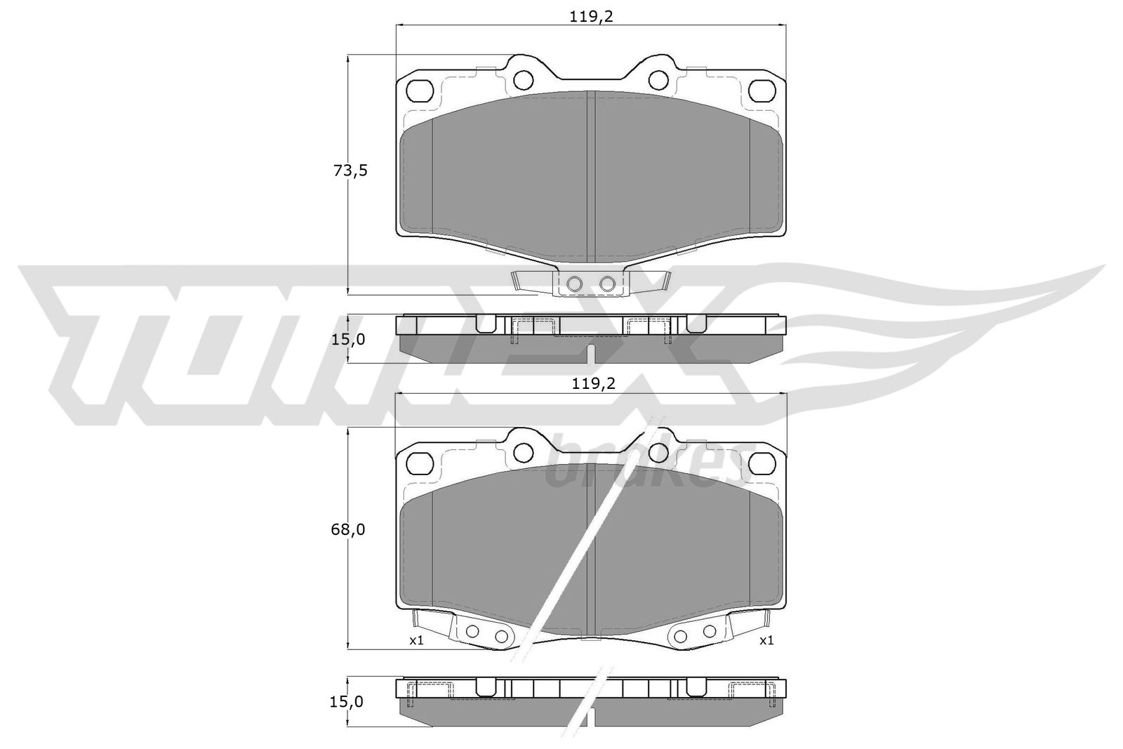 TOMEX BRAKES Bremseklodser tx1381 foraksel for GREAT WALL TOYOTA NISSAN VW