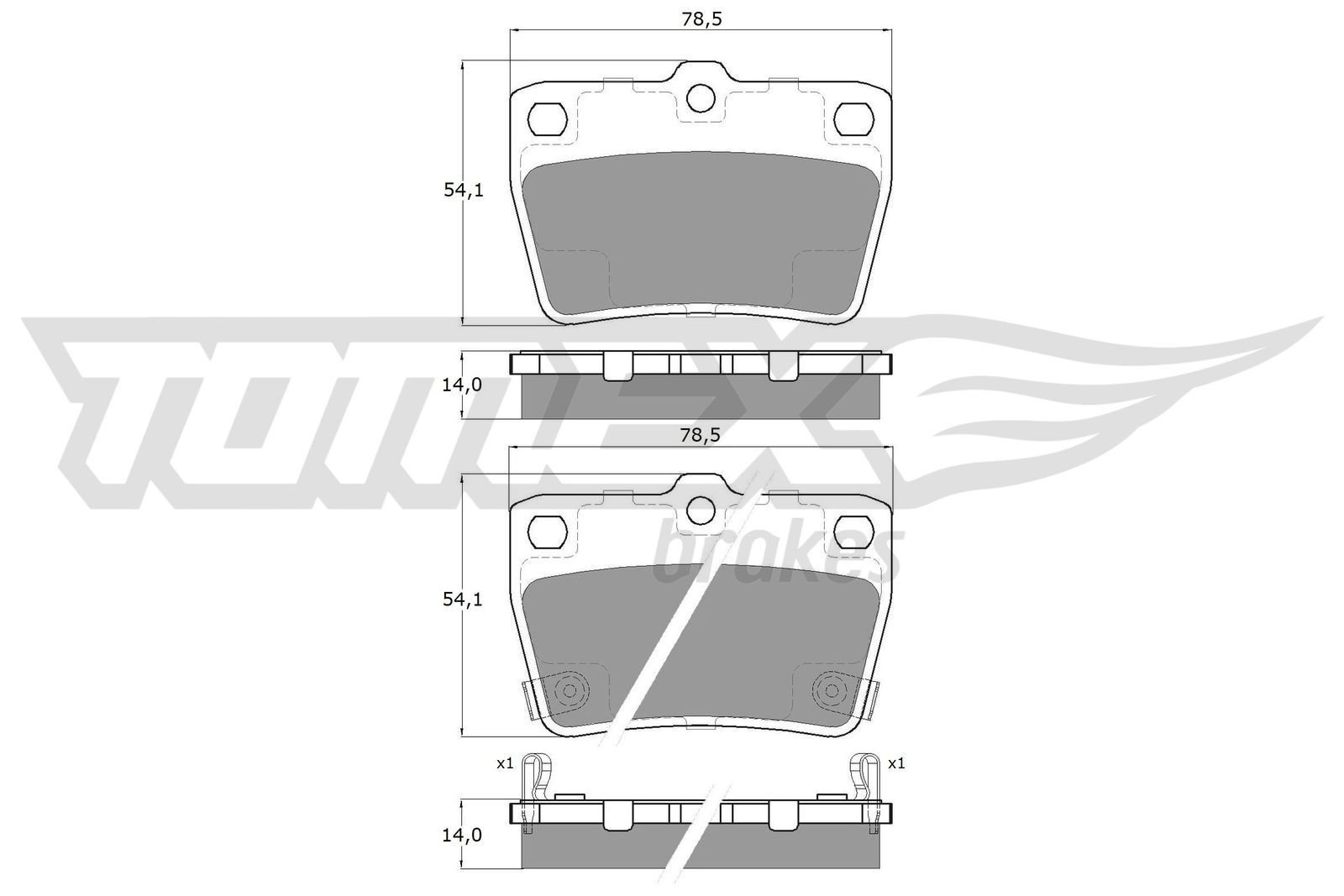 TOMEX BRAKES Bremseklodser tx1386 bagaksel for DR TOYOTA CHERY
