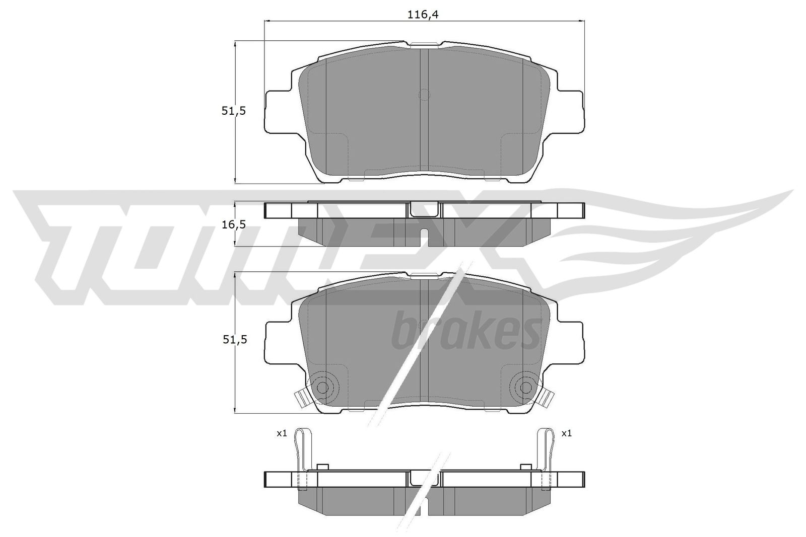 TOMEX BRAKES Bremseklodser tx1388 foraksel for BYD TOYOTA