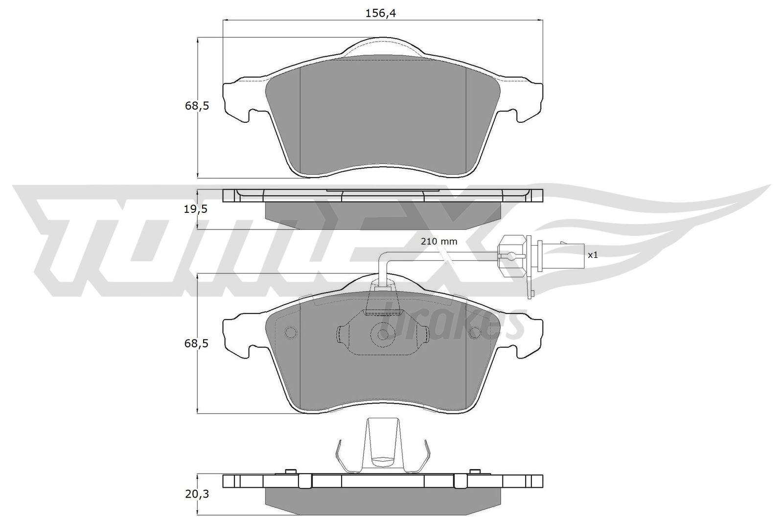 TOMEX BRAKES Bremseklodser tx13911 foraksel for VW