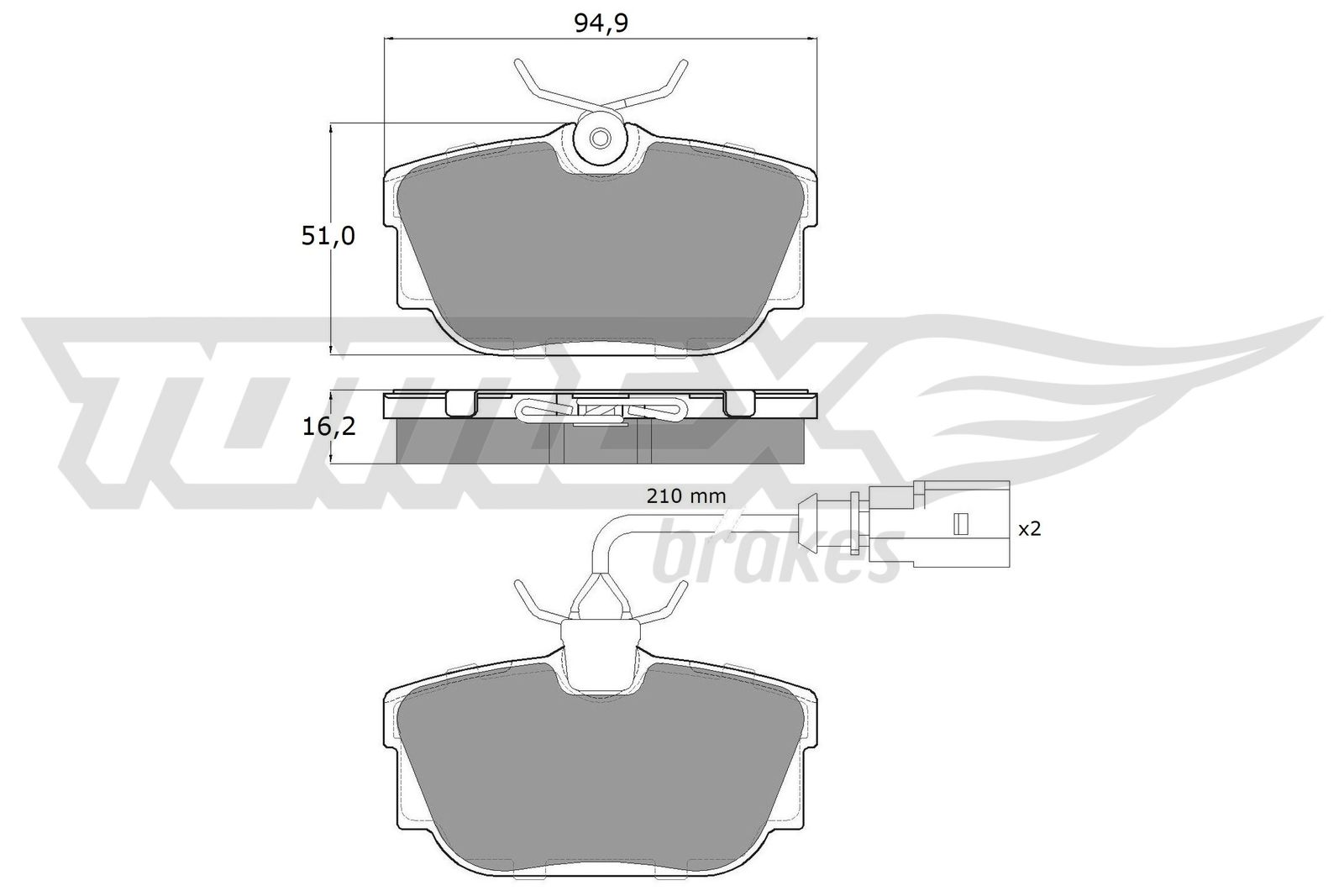 TOMEX BRAKES Bremseklodser tx13901 bagaksel for FORD VW SKODA AUDI