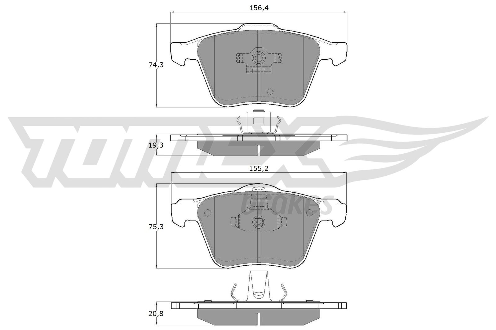 TOMEX BRAKES Bremseklodser tx1406 foraksel for VOLVO