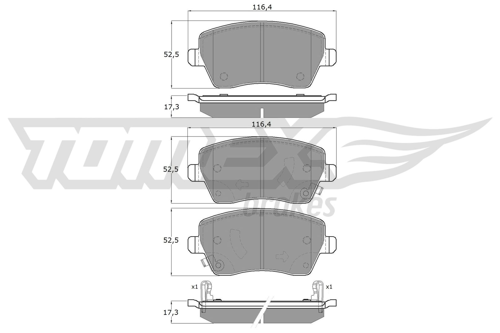 TOMEX BRAKES Bremseklodser tx14161 foraksel for NISSAN RENAULT DATSUN