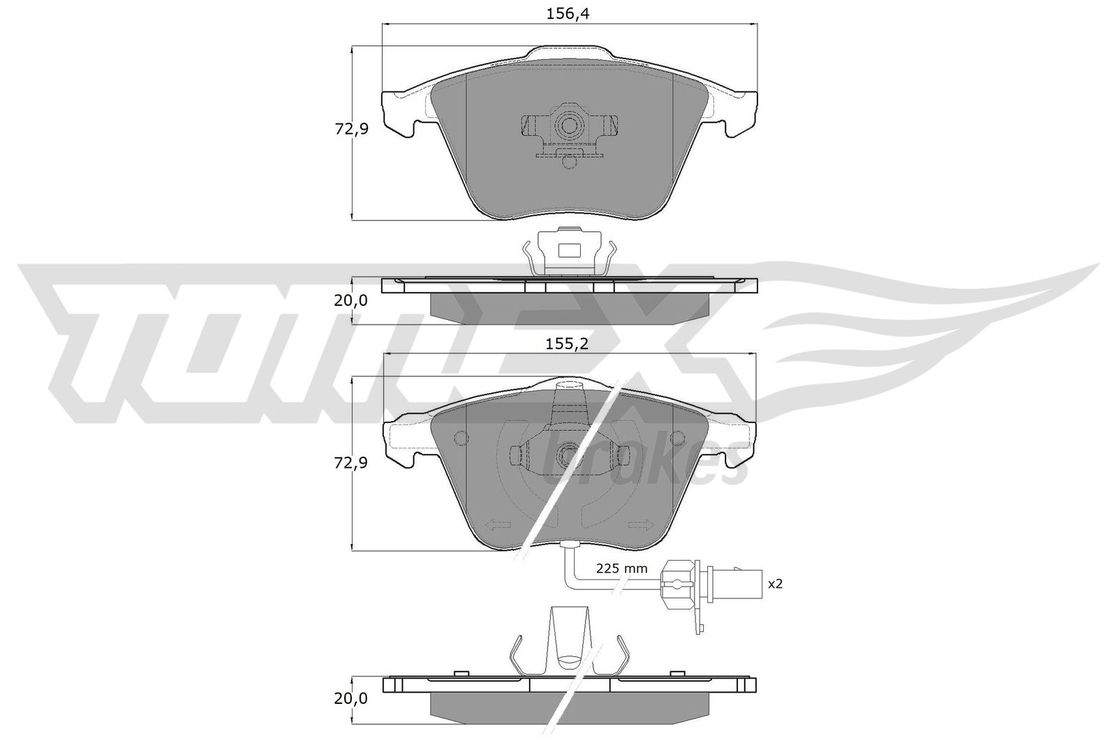 TOMEX BRAKES Bremseklodser tx1423 foraksel for AUDI VW