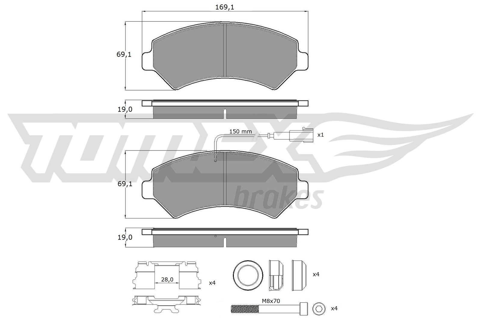 TOMEX BRAKES Bremseklodser tx1440 foraksel for PEUGEOT CITROËN FIAT