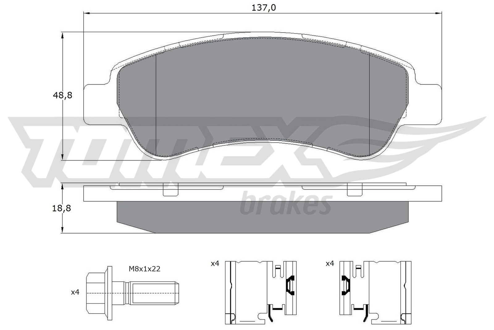 TOMEX BRAKES Bremseklodser tx1441 bagaksel for PEUGEOT FIAT