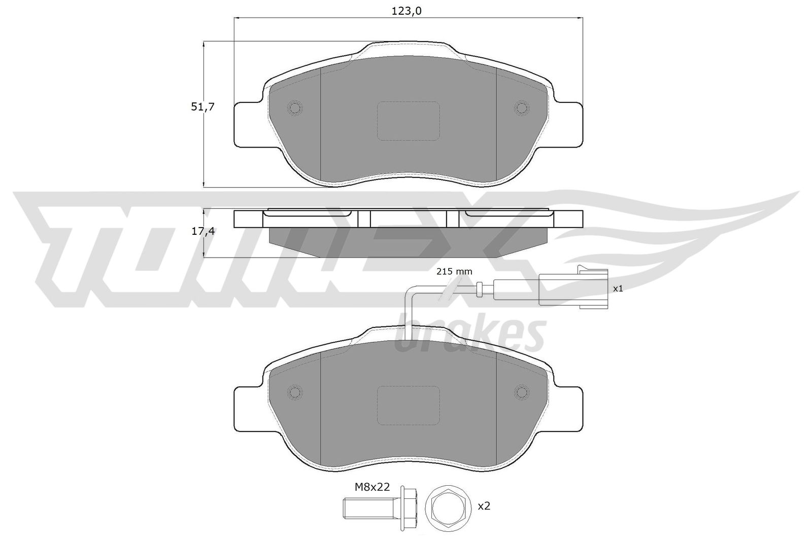TOMEX BRAKES Bremseklodser tx1442 foraksel for FORD FIAT