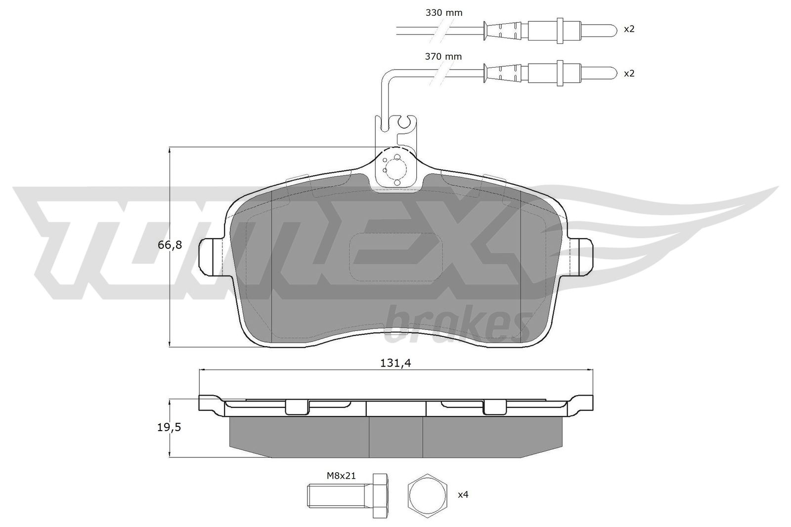 TOMEX BRAKES Bremseklodser tx1467 foraksel for PEUGEOT