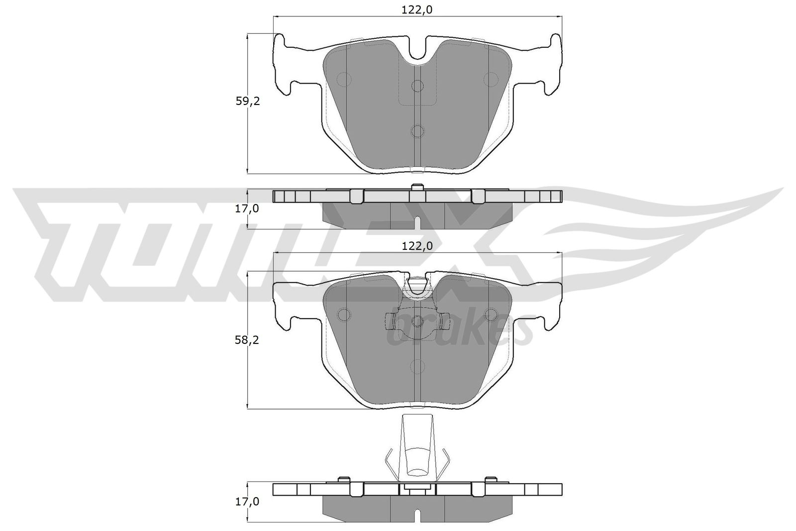TOMEX BRAKES Bremseklodser tx1481 bagaksel for BMW