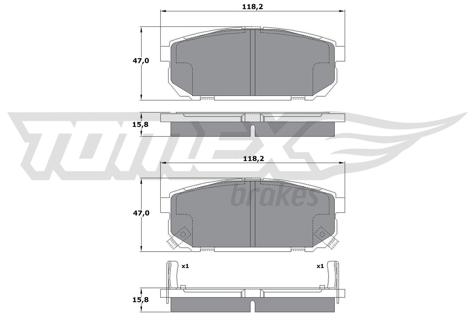 TOMEX BRAKES Bremseklodser tx1495 bagaksel for KIA