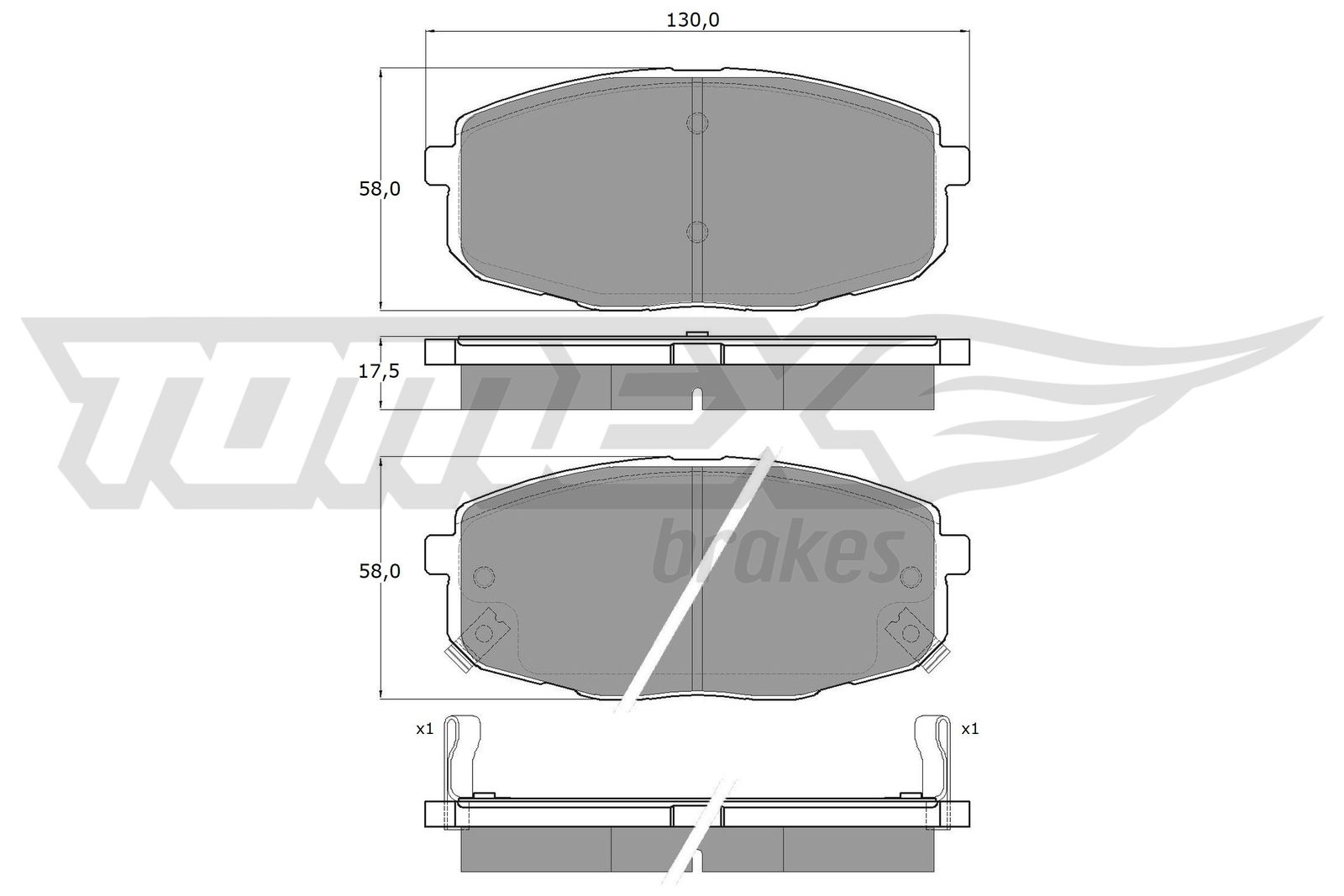 TOMEX BRAKES Bremseklodser tx1499 foraksel for TOYOTA HYUNDAI KIA HYUNDAI (BEIJING) KIA (DYK)