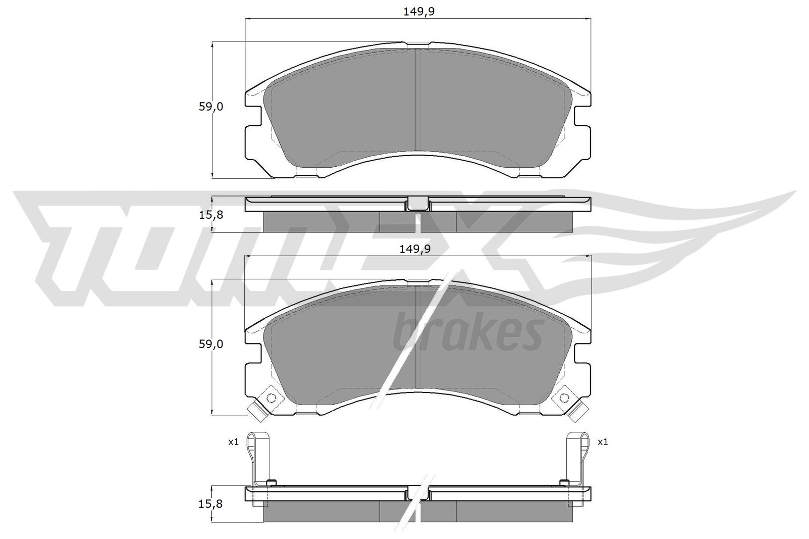 TOMEX BRAKES Bremseklodser tx1503 foraksel for DODGE MITSUBISHI NISSAN