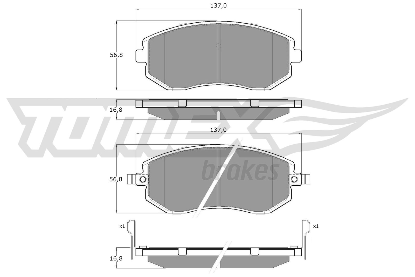 TOMEX BRAKES Bremseklodser tx1536 foraksel for SAAB SUBARU TOYOTA