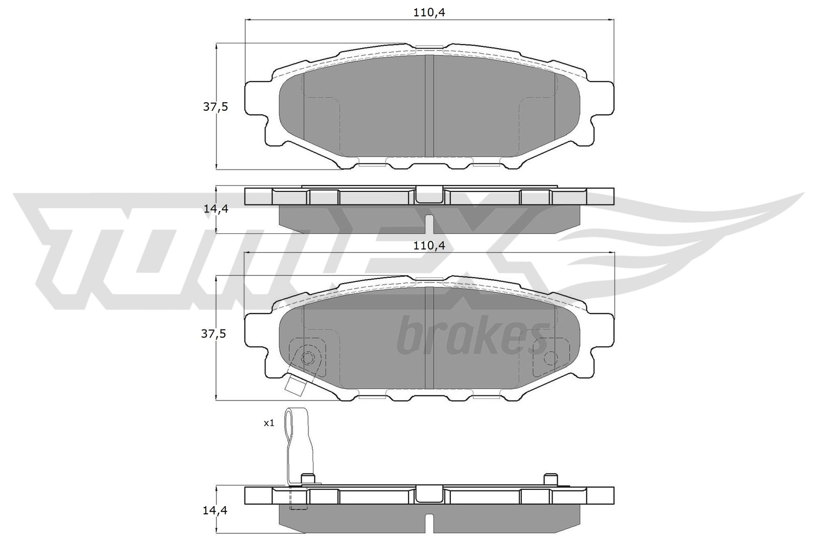 TOMEX BRAKES Bremseklodser tx1537 bagaksel for SUBARU TOYOTA