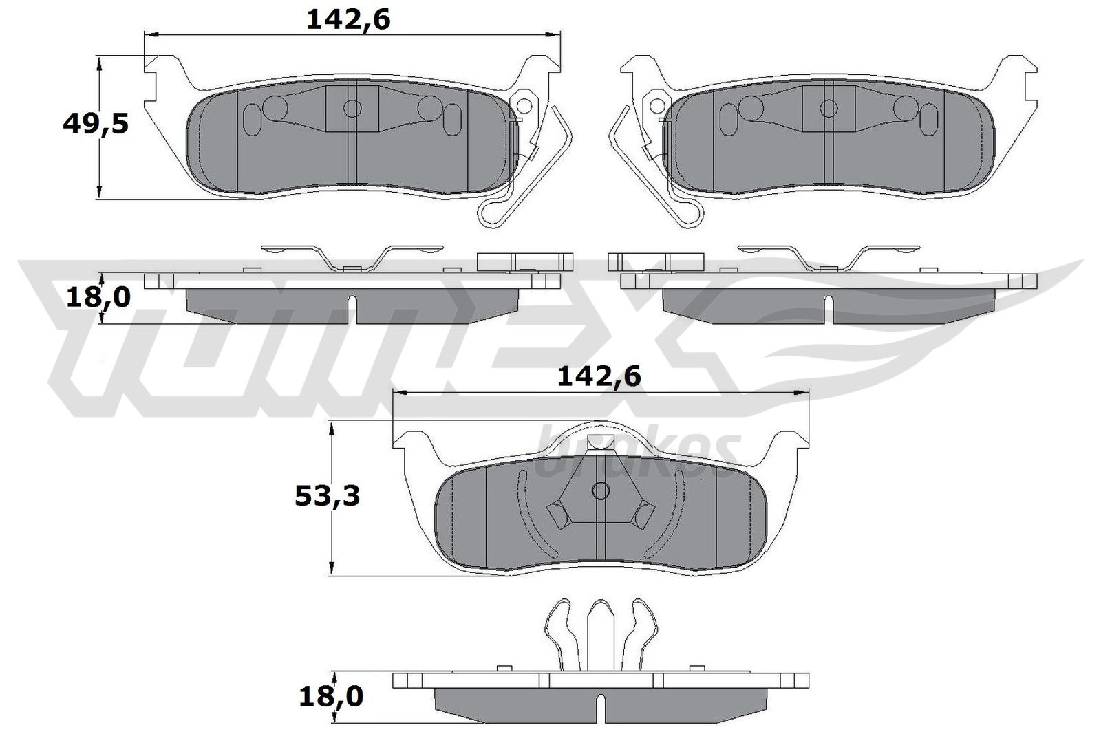 TOMEX BRAKES Bremseklodser tx1548 bagaksel for CHRYSLER JEEP