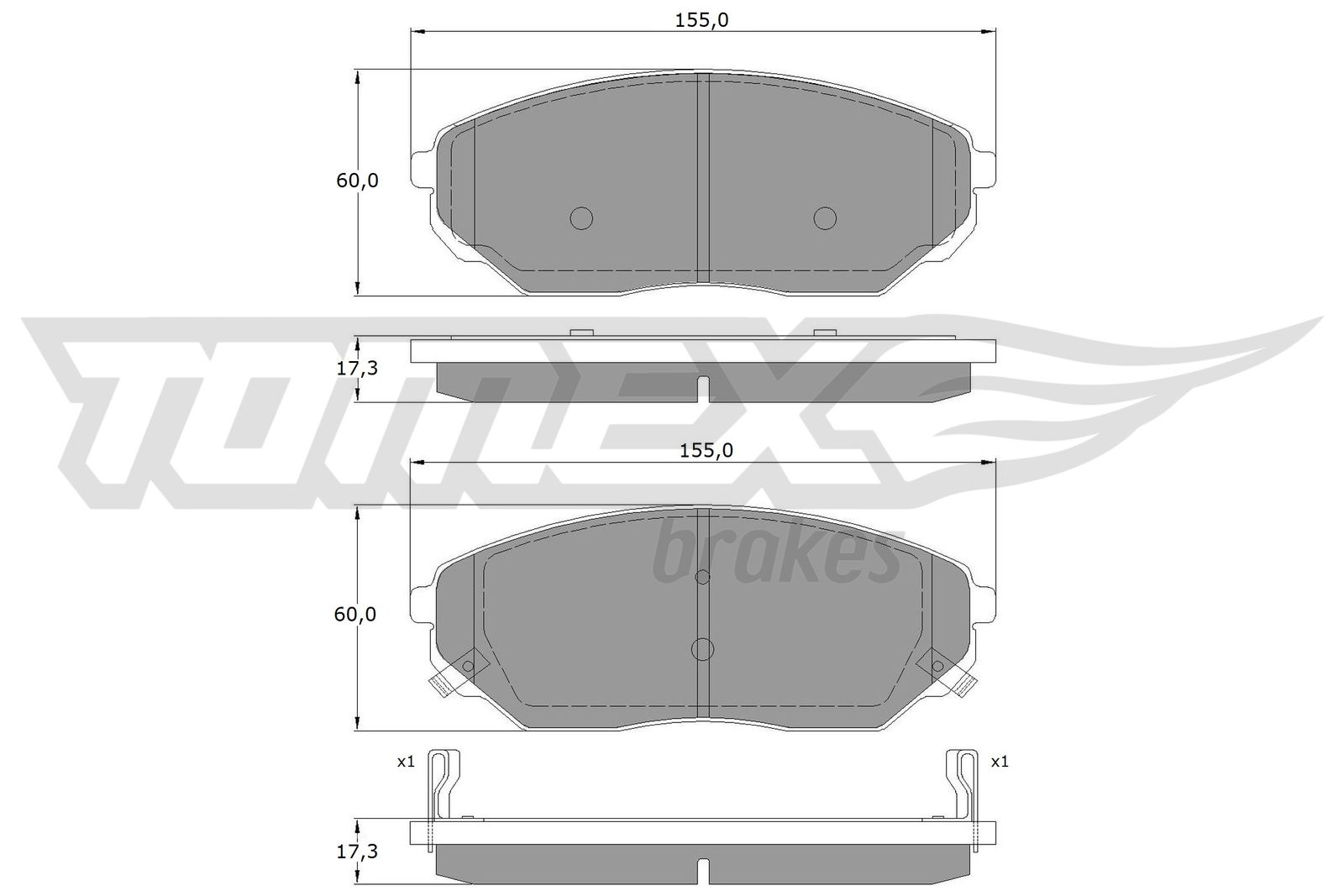 TOMEX BRAKES Bremseklodser tx1553 foraksel for KIA