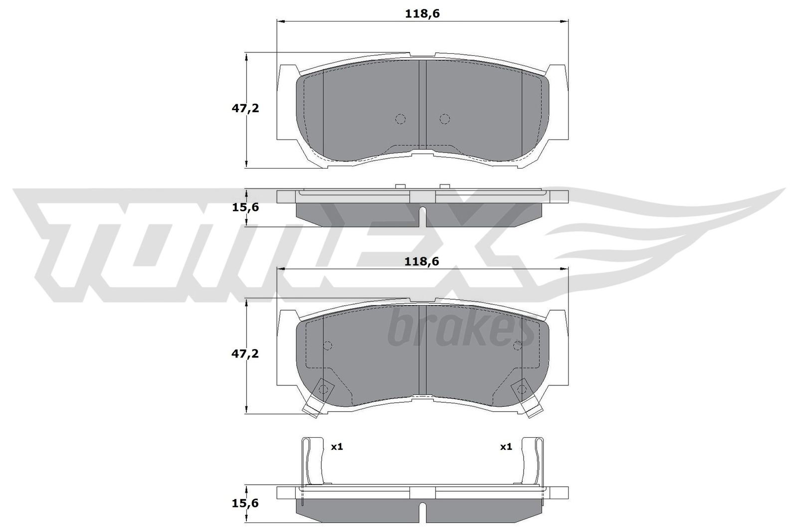 TOMEX BRAKES Bremseklodser tx1564 bagaksel for HYUNDAI JAC