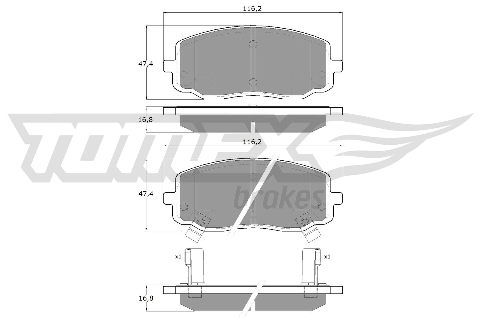 TOMEX BRAKES Bremseklodser tx1574 foraksel for KIA HYUNDAI NAZA