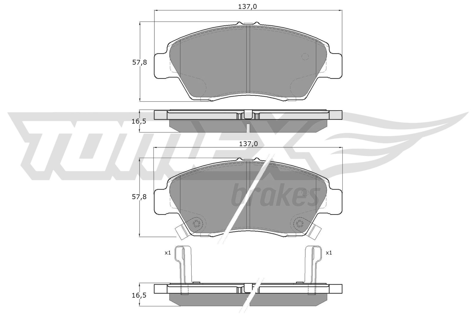 TOMEX BRAKES Bremseklodser tx1576 foraksel for ISUZU HONDA NISSAN ACURA