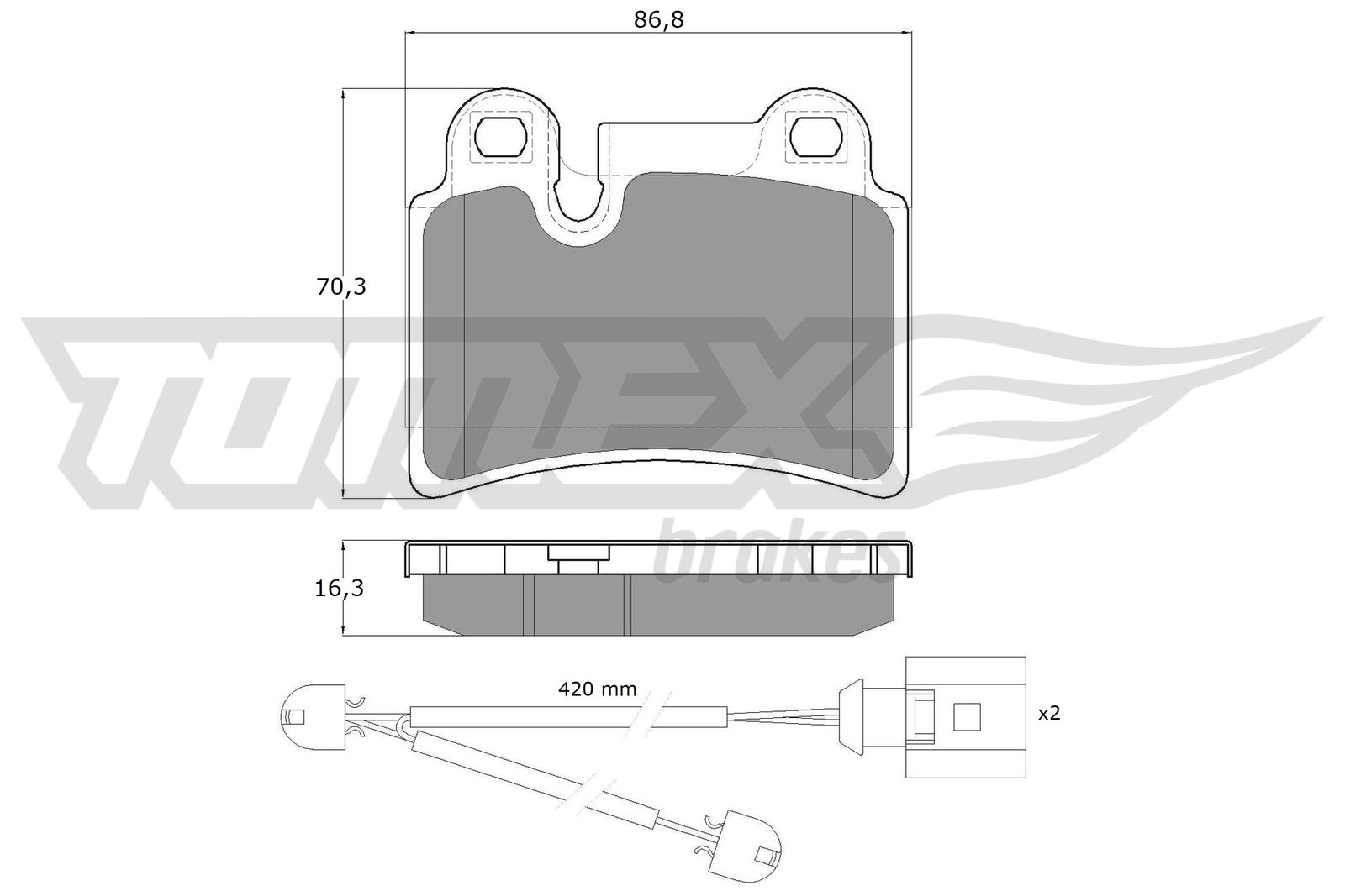 TOMEX BRAKES Bremseklodser tx1621 bagaksel for VW