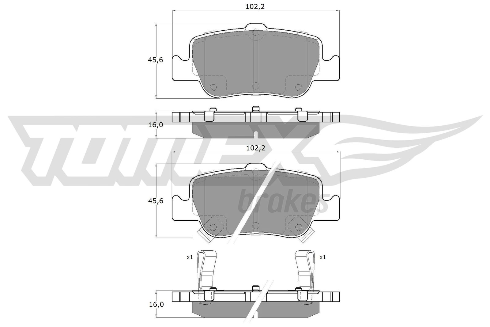 TOMEX BRAKES Bremseklodser tx1629 bagaksel for TOYOTA