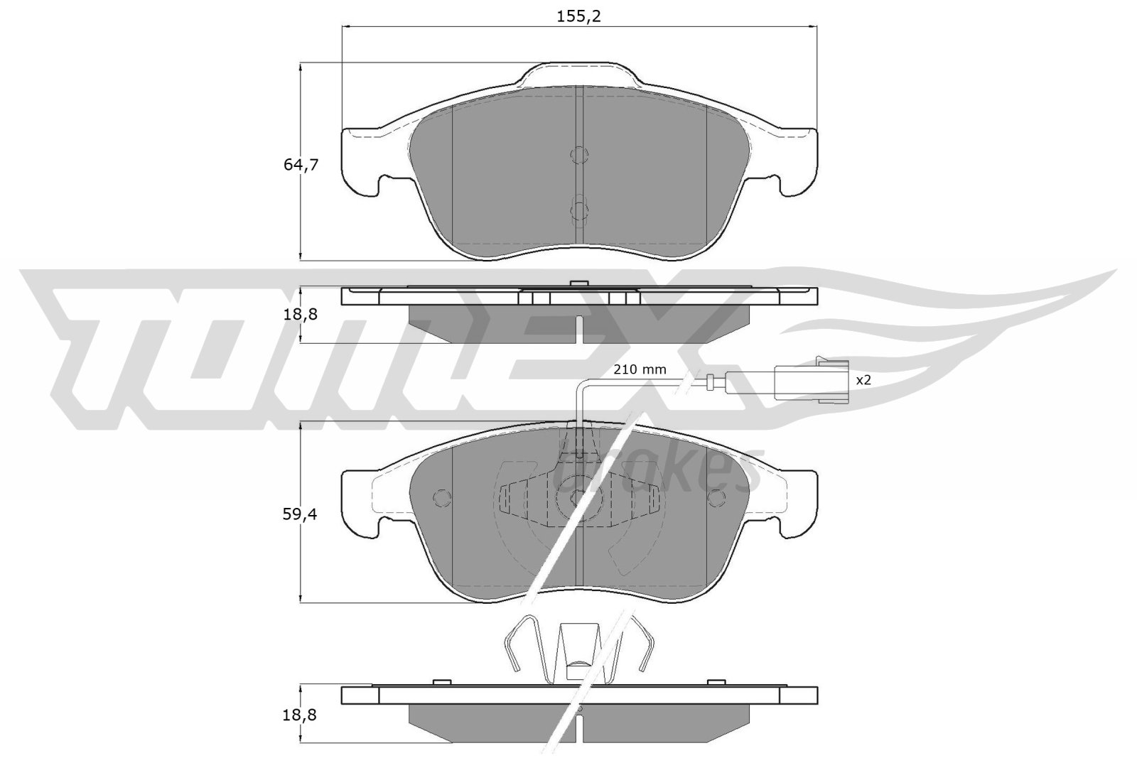 TOMEX BRAKES Bremseklodser tx1662 foraksel for ALFA ROMEO