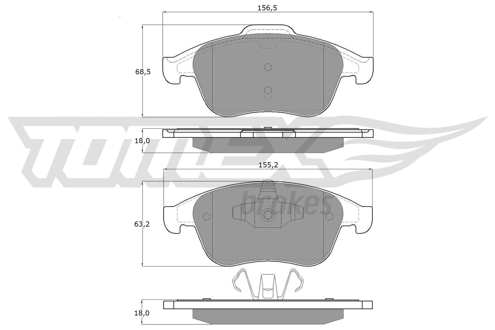 TOMEX BRAKES Bremseklodser TX 16-65 foraksel for RENAULT SAMSUNG