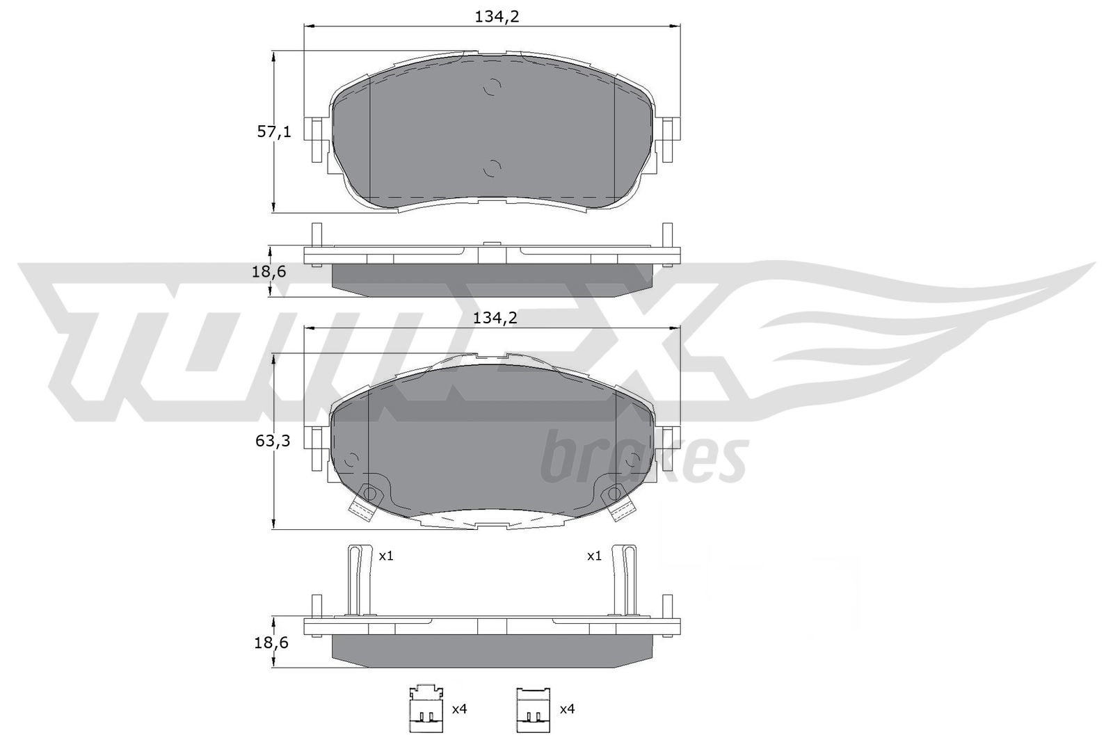 TOMEX BRAKES Bremseklodser tx1699 foraksel for TOYOTA