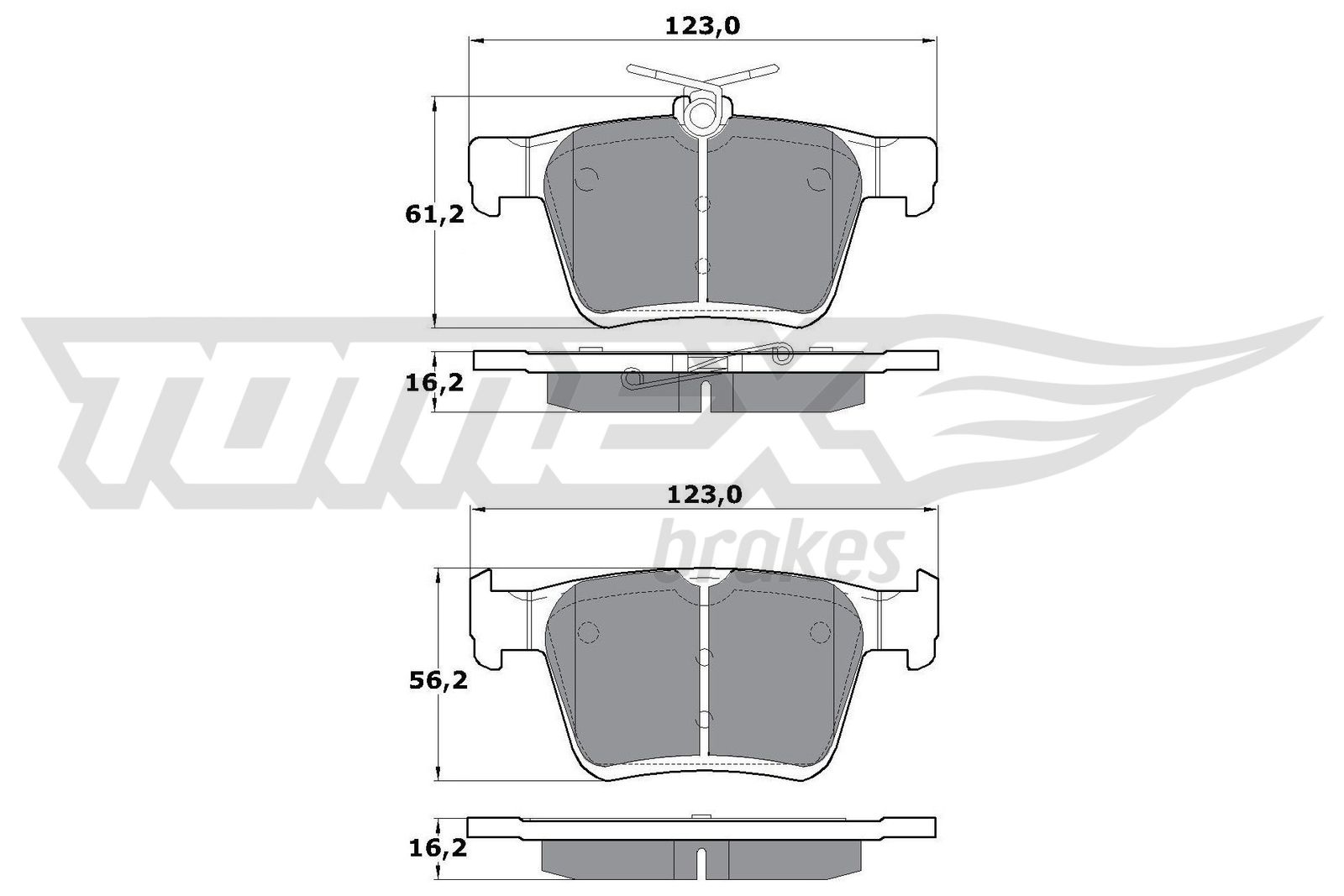 TOMEX BRAKES Bremseklodser tx1705 bagaksel for VW VW (FAW) SEAT AUDI SKODA AUDI (FAW) VW (SVW) SKODA (SVW)