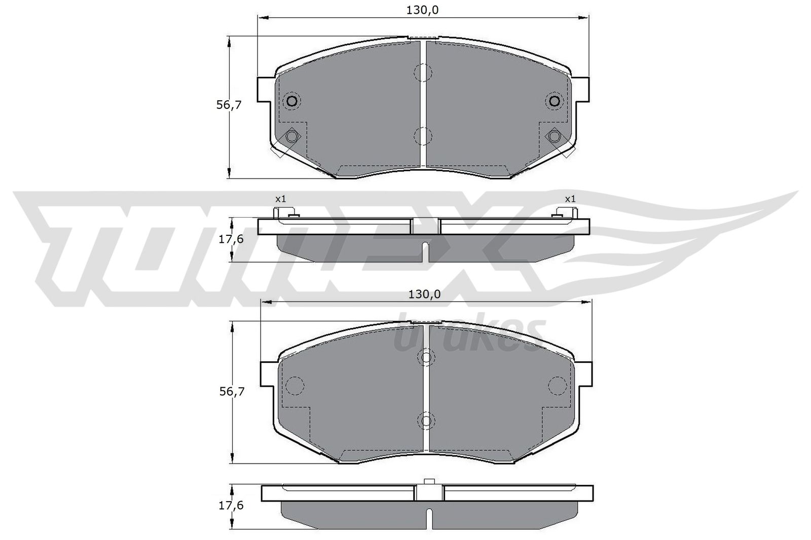 TOMEX BRAKES Bremseklodser tx1708 foraksel for HYUNDAI HYUNDAI (BEIJING) KIA KIA (DYK)